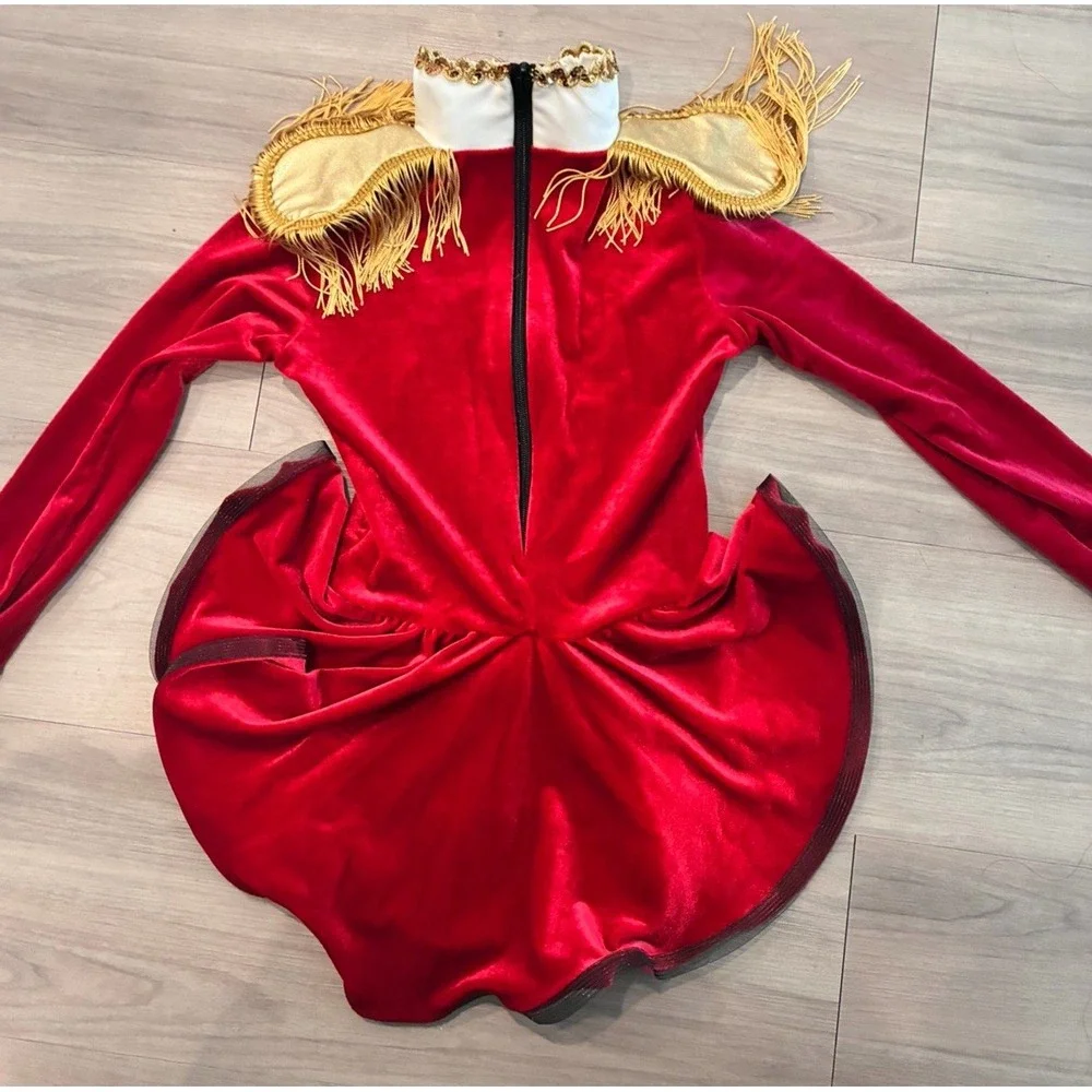 Dansco Dance Circus Ringmaster Costume Leotard with Tassels and Stripe Shorts